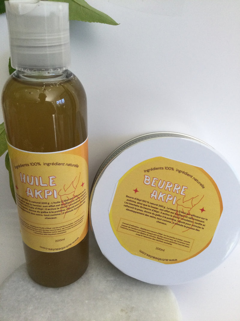 Kit Crème & Huile d’AKPI – Djansang/Jansang – Produit 100% Naturel – Huile et Crème Raffermissante pour Massage (Poitrine/Fesses/Hanches)