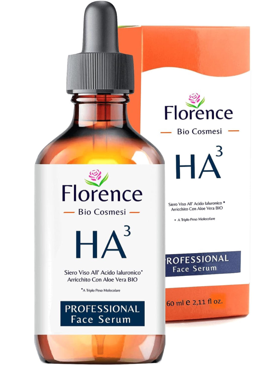 Sérum Florence aux 3 acides hyaluroniques + vitamine c au léger parfum floral. Avec des ingrédients anti-rides et anti-taches