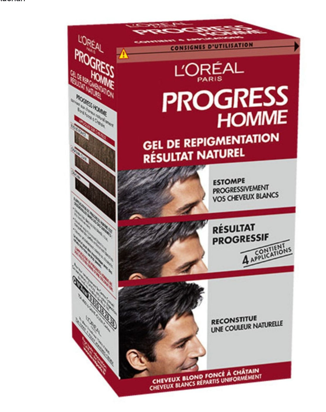 L'OREAL Gel de repigmentation pour homme blond foncé à châtain 5 produits 1 kit