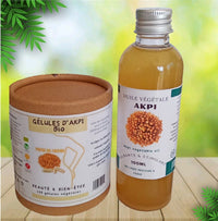 Kit Gélules & Huile d'Akpi-Huile pour Grossir la Poitrine- Galber les Fesses-Nourrit Protège la Peau Cheveux - 100% Naturelle I 100 ML 120gelules